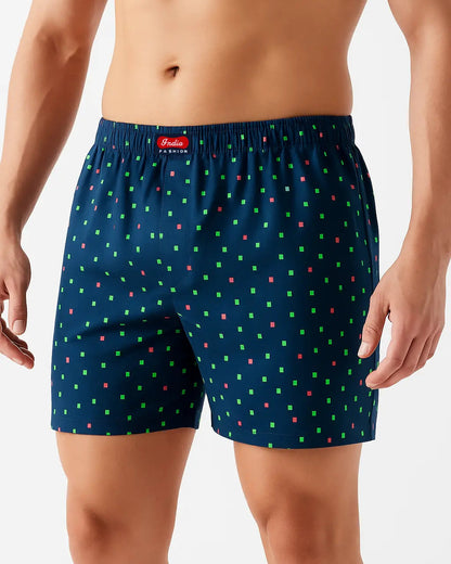 Pixel Dash cotton comfort boxer shorts grid print