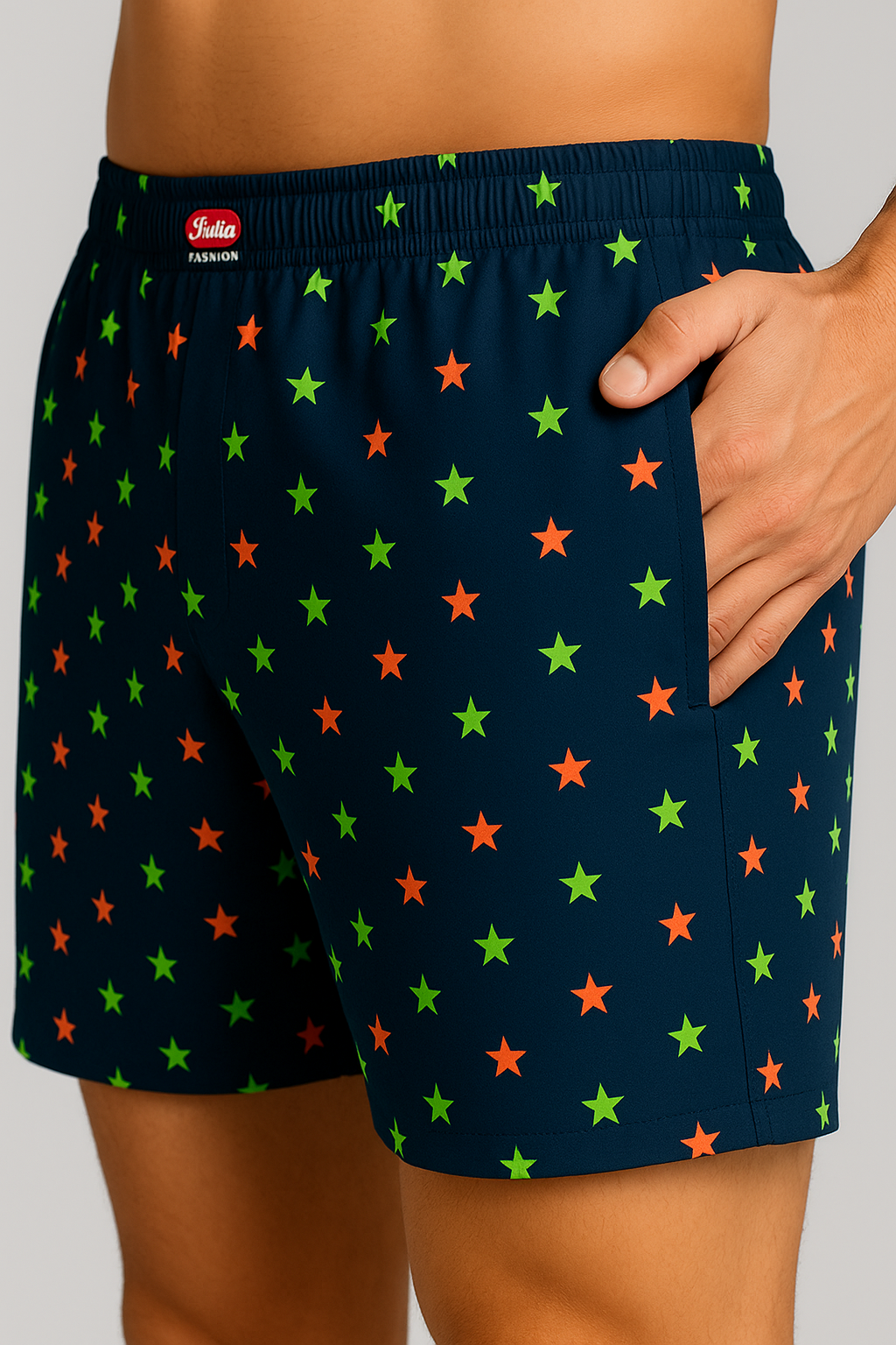 Star Haze soft cotton boxer shorts neon stars
